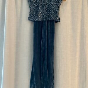 Blue Sequin and velvet romper  ZARA